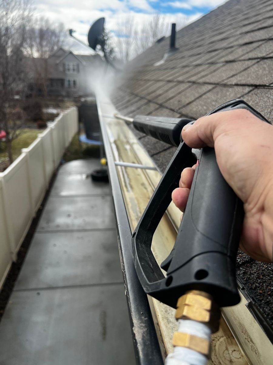 Professional gutter cleaning at a Mansfield property