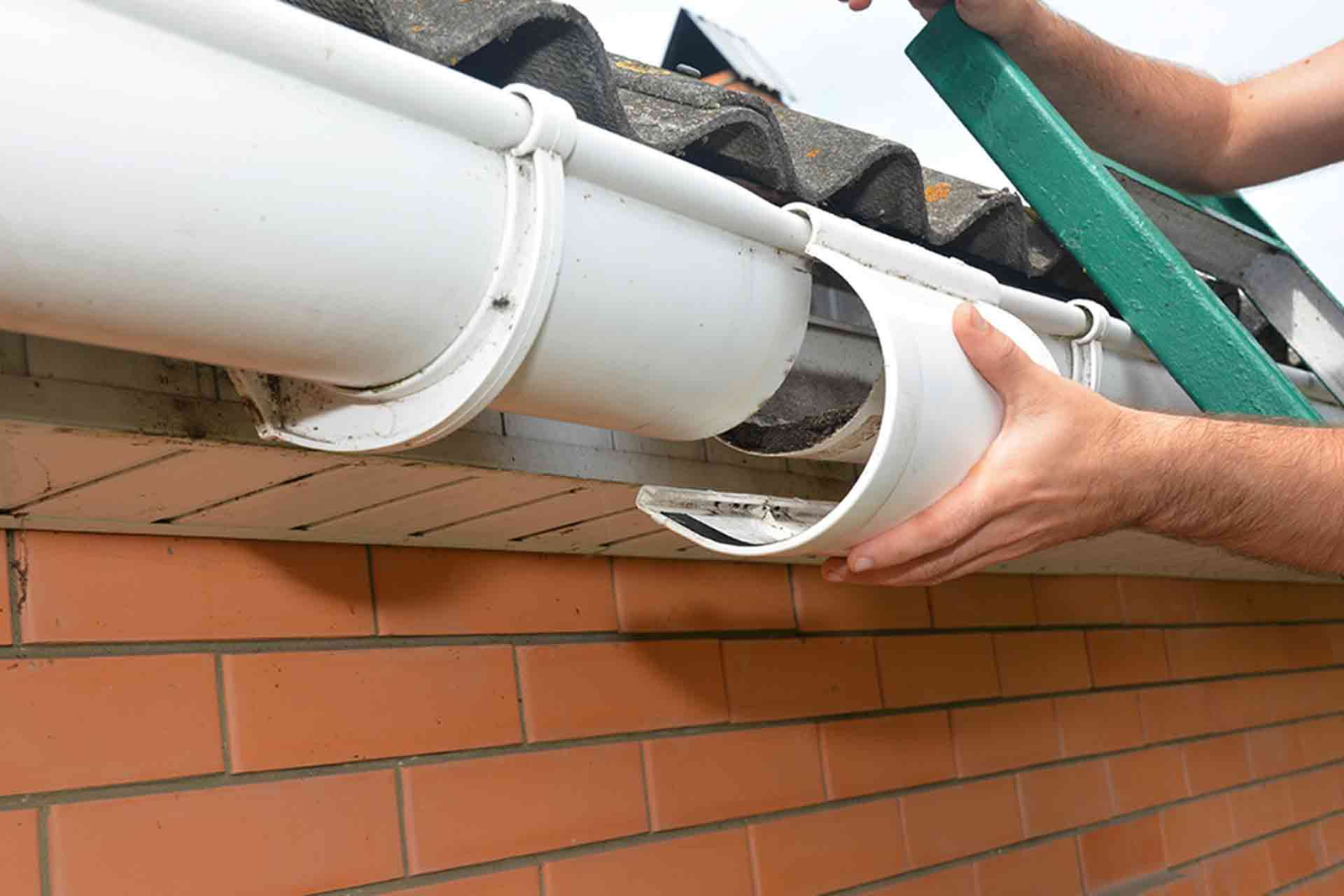 Gutter repair work at a Mansfield property